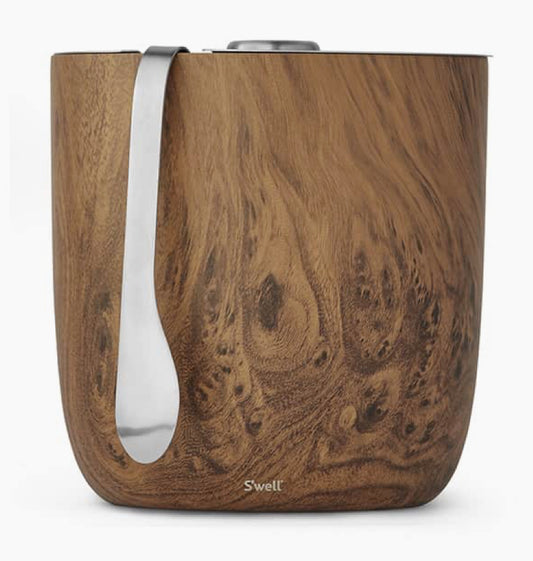 Ice Bucket + Tongs - Teakwood 68oz