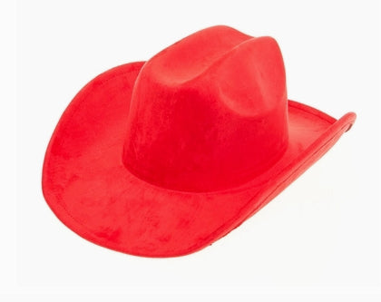 Cattleman Cowboy-Cowgirl Hat - Vegan Suede- Red