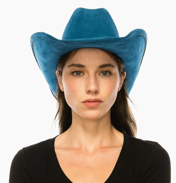 Cattleman Cowboy-Cowgirl Hat - Vegan Suede- Red