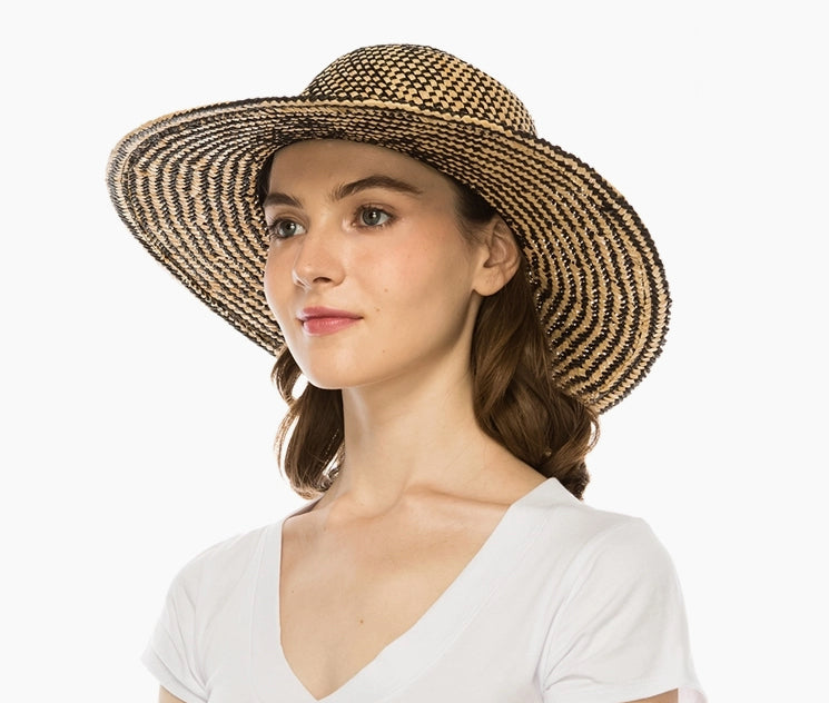 1986 Natural/Black Raffia Sun Hat