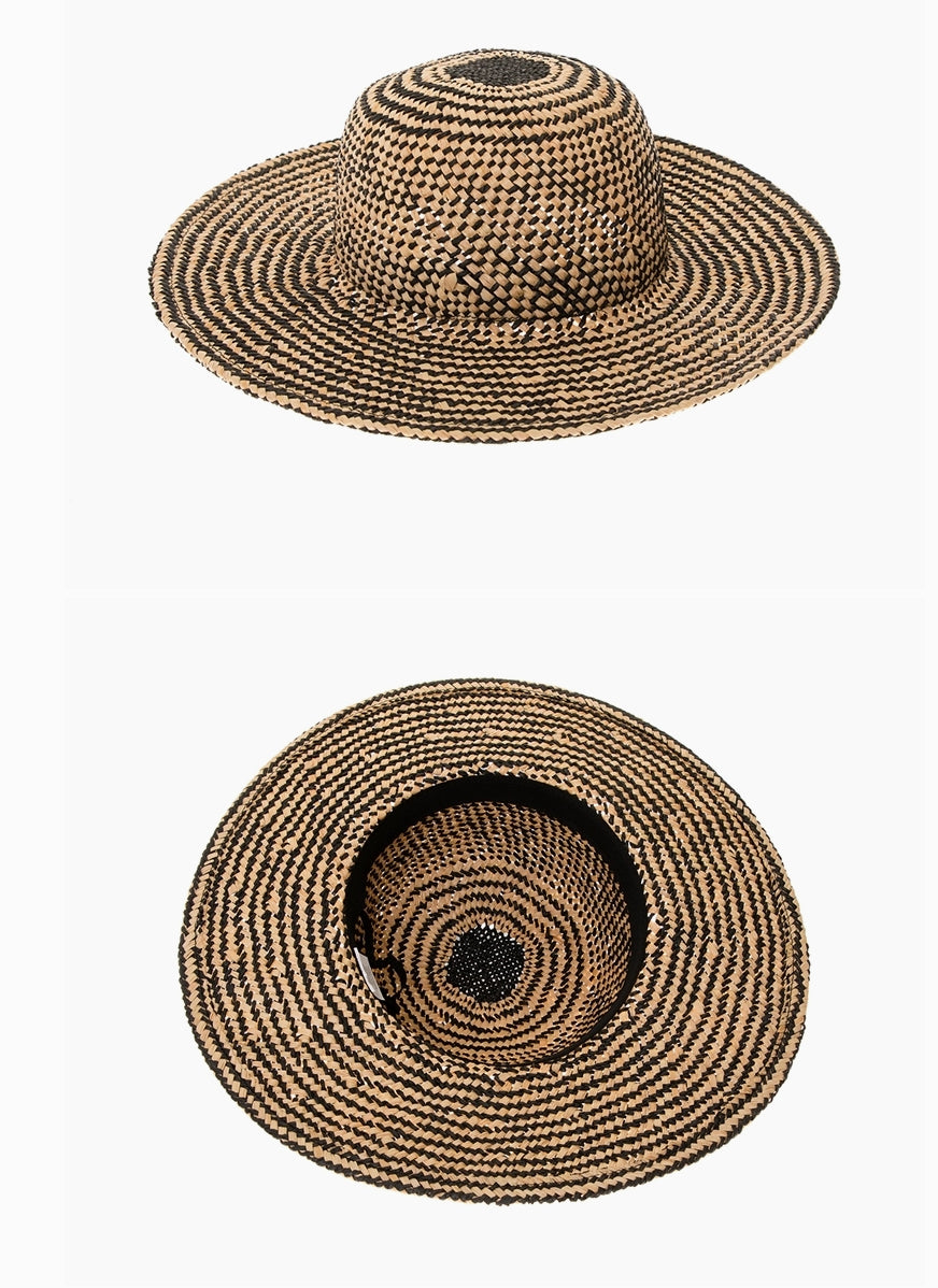 1986 Natural/Black Raffia Sun Hat