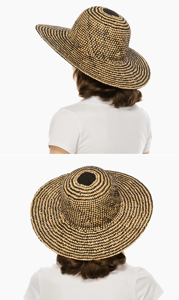 1986 Natural/Black Raffia Sun Hat