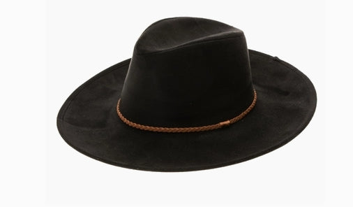 Vegan Suede Panama Hats Black