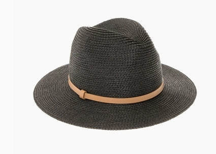 Women's Summer Straw Fedora Black