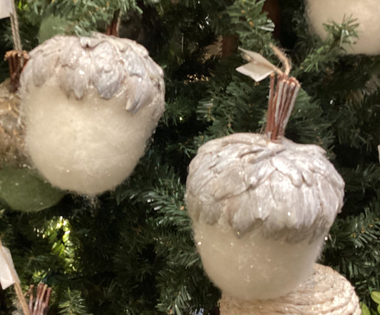 Christmas Ornament- Felt White Acorn