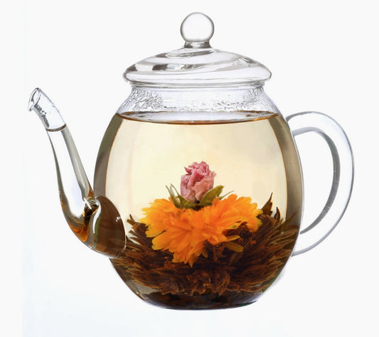 Creano Glass Teapot with Lid For 500 Ml Tea Made of Blue Tea