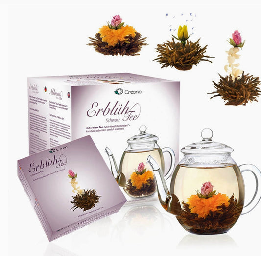 Creano Tea Flowers Mix - Gift Set Blooming Tea with Glass Jug