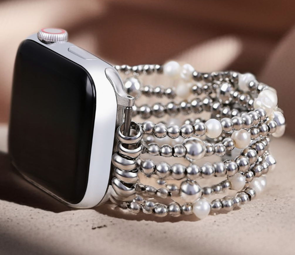 Shimmering Pearl Stretch Apple Watch Strap